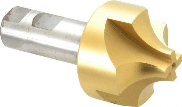 Hertel - 3/4" Radius, 2-1/4" Mill Diam, 4 Flute High Speed Steel Corner Rounding End Mill - Single End, TiN Finish, 4-5/16" OAL, 1" Shank Diam - USA Tool & Supply
