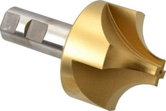 Hertel - 1" Radius, 2-3/4" Mill Diam, 4 Flute High Speed Steel Corner Rounding End Mill - Single End, TiN Finish, 4-3/4" OAL, 1" Shank Diam - USA Tool & Supply