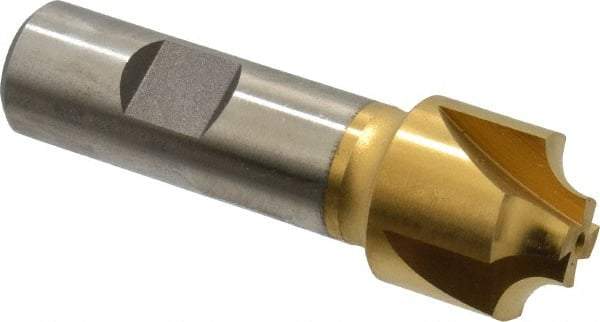 Hertel - 1/4" Radius, 1" Mill Diam, 4 Flute Cobalt Corner Rounding End Mill - Single End, TiN Finish, 3-1/4" OAL, 3/4" Shank Diam - USA Tool & Supply