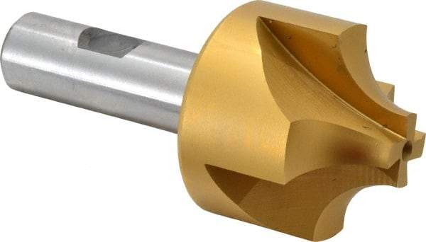 Hertel - 5/8" Radius, 1-15/16" Mill Diam, 4 Flute High Speed Steel Corner Rounding End Mill - Single End, TiN Finish, 4" OAL, 3/4" Shank Diam - USA Tool & Supply