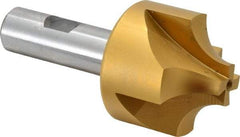 Hertel - 5/8" Radius, 1-15/16" Mill Diam, 4 Flute High Speed Steel Corner Rounding End Mill - Single End, TiN Finish, 4" OAL, 3/4" Shank Diam - USA Tool & Supply