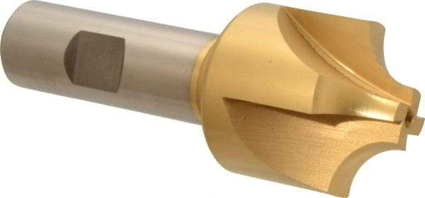 Hertel - 7/16" Radius, 1-3/8" Mill Diam, 4 Flute High Speed Steel Corner Rounding End Mill - Single End, TiN Finish, 3-3/4" OAL, 3/4" Shank Diam - USA Tool & Supply