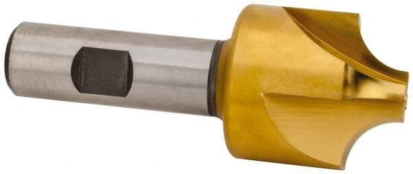 Hertel - 1/2" Radius, 1-1/2" Mill Diam, 4 Flute High Speed Steel Corner Rounding End Mill - Single End, TiN Finish, 3-7/8" OAL, 3/4" Shank Diam - USA Tool & Supply