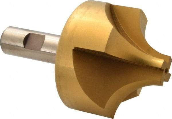 Hertel - 1" Radius, 2-3/4" Mill Diam, 4 Flute High Speed Steel Corner Rounding End Mill - Single End, TiN Finish, 4-1/2" OAL, 3/4" Shank Diam - USA Tool & Supply