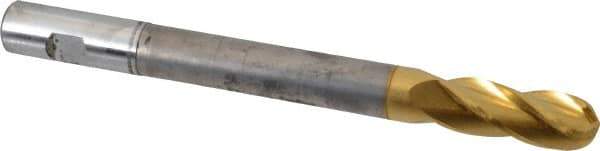 Hertel - 3/4" Diam, 2" LOC, 4 Flute High Speed Steel Ball End Mill - TiN Finish, Single End, 8-1/4" OAL, 3/4" Shank Diam - USA Tool & Supply