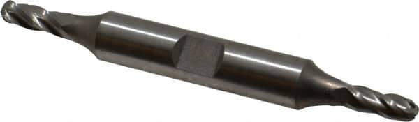 Hertel - 3/16" Diam, 1/2" LOC, 4 Flute Cobalt Ball End Mill - Uncoated, Double End, 3-1/4" OAL, 3/8" Shank Diam - USA Tool & Supply