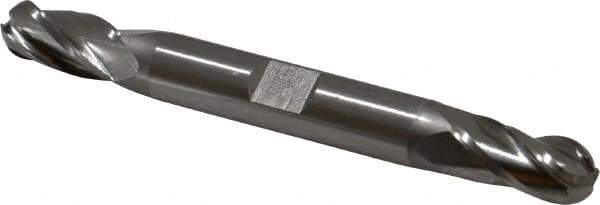 Hertel - 11/32" Diam, 3/4" LOC, 4 Flute Cobalt Ball End Mill - Uncoated, Double End, 3-1/2" OAL, 3/8" Shank Diam - USA Tool & Supply