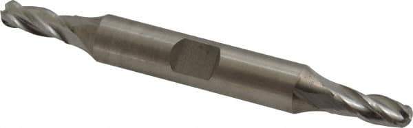 Hertel - 7/32" Diam, 9/16" LOC, 4 Flute Cobalt Ball End Mill - Uncoated, Double End, 3-1/4" OAL, 3/8" Shank Diam - USA Tool & Supply