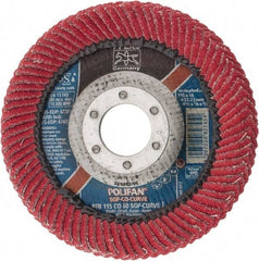 PFERD - 60 Grit, 4-1/2" Disc Diam, 7/8" Center Hole, Type 27 Ceramic Flap Disc - 13,300 Max RPM, Fiberglass Backing, Arbor Attaching System, Coated - USA Tool & Supply