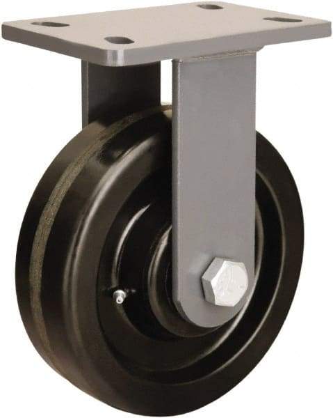 Hamilton - 8" Diam x 2-1/2" Wide x 10-1/4" OAH Top Plate Mount Rigid Caster - Phenolic, 2,000 Lb Capacity, Straight Roller Bearing, 5 x 7" Plate - USA Tool & Supply