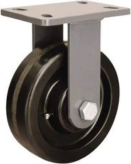 Hamilton - 8" Diam x 2-1/2" Wide x 10-1/4" OAH Top Plate Mount Rigid Caster - Phenolic, 2,000 Lb Capacity, Straight Roller Bearing, 5 x 7" Plate - USA Tool & Supply