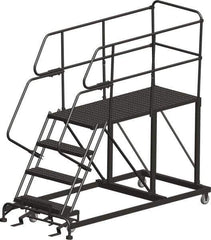 Ballymore - 98" 6 Step Single Entry Work Platform - Rolling Work Platform, 800 Lb Capacity, 60" Platform Height, 38" Base Width x 102" Base Depth, Heavy-Duty Serrated Grating - USA Tool & Supply