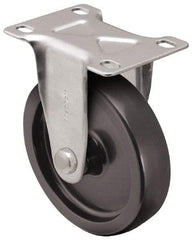Albion - 3" Diam x 1-1/4" Wide x 3-13/16" OAH Top Plate Mount Rigid Caster - Hard Rubber, 225 Lb Capacity, Nylon Bearing, 2-5/16 x 4-7/8" Plate - USA Tool & Supply