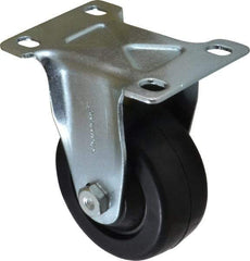 Shepherd - 3" Diam x 1-1/4" Wide x 4-1/4" OAH Top Plate Mount Rigid Caster - Soft Rubber, 150 Lb Capacity, Nylon Bearing, 2-5/8 x 3-3/4" Plate - USA Tool & Supply