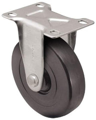 Shepherd - 5" Diam x 1-1/4" Wide x 6-1/4" OAH Top Plate Mount Rigid Caster - Hard Rubber, 280 Lb Capacity, Nylon Bearing, 2-5/8 x 3-3/4" Plate - USA Tool & Supply