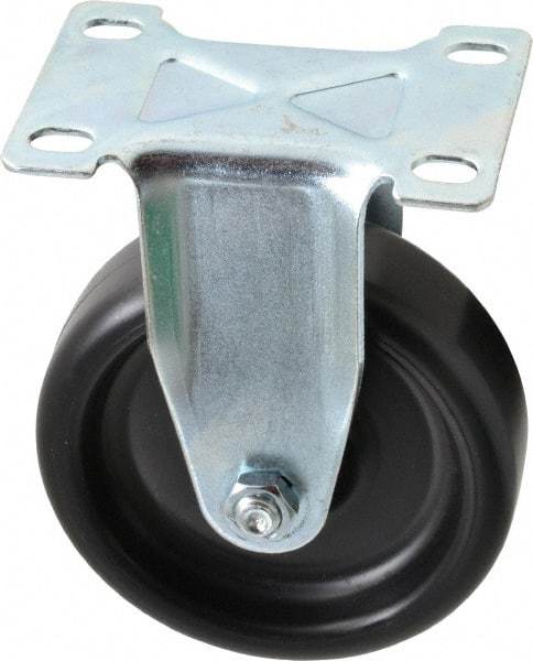 Shepherd - 4" Diam x 1-1/4" Wide x 5-1/4" OAH Top Plate Mount Rigid Caster - Polyolefin, 275 Lb Capacity, Plain Bearing, 2-5/8 x 3-3/4" Plate - USA Tool & Supply