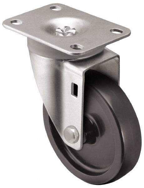 Shepherd - 5" Diam x 1-1/4" Wide x 6-1/4" OAH Top Plate Mount Swivel Caster - Polyolefin, 300 Lb Capacity, Plain Bearing, 2-5/8 x 3-3/4" Plate - USA Tool & Supply
