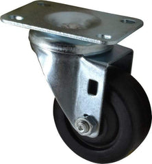 Shepherd - 3" Diam x 1-1/4" Wide x 4-1/4" OAH Top Plate Mount Swivel Caster - Soft Rubber, 150 Lb Capacity, Nylon Bearing, 2-5/8 x 3-3/4" Plate - USA Tool & Supply