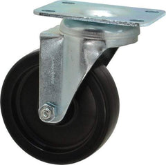 Shepherd - 4" Diam x 1-1/4" Wide x 5-1/4" OAH Top Plate Mount Swivel Caster - Polyolefin, 275 Lb Capacity, Plain Bearing, 2-5/8 x 3-3/4" Plate - USA Tool & Supply
