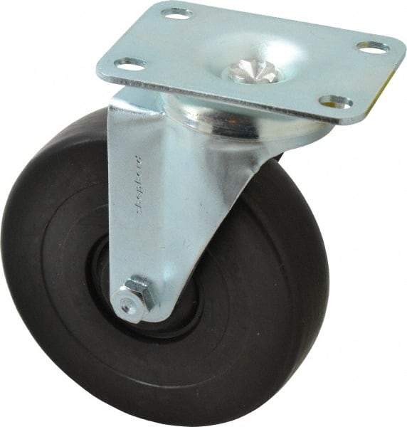 Shepherd - 5" Diam x 1-1/4" Wide x 6-1/4" OAH Top Plate Mount Swivel Caster - Polyolefin, 280 Lb Capacity, Nylon Bearing, 2-5/8 x 3-3/4" Plate - USA Tool & Supply