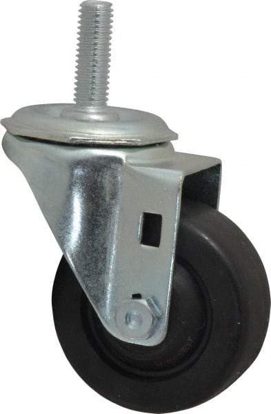 Shepherd - 3" Diam x 1-1/4" Wide x 4-1/8" OAH Stem Mount Swivel Caster - Hard Rubber, 250 Lb Capacity, Nylon Bearing, 1/2-13 x 1" Threaded Stem - USA Tool & Supply