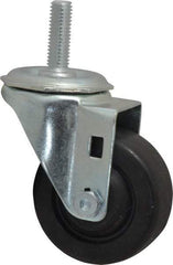 Shepherd - 3" Diam x 1-1/4" Wide x 4-1/8" OAH Stem Mount Swivel Caster - Hard Rubber, 250 Lb Capacity, Nylon Bearing, 1/2-13 x 1" Threaded Stem - USA Tool & Supply