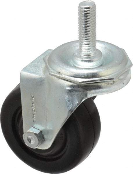 Shepherd - 3" Diam x 1-1/4" Wide x 4-1/8" OAH Stem Mount Swivel Caster - Hard Rubber, 150 Lb Capacity, Nylon Bearing, 1/2-13 x 1-1/2" Threaded Stem - USA Tool & Supply