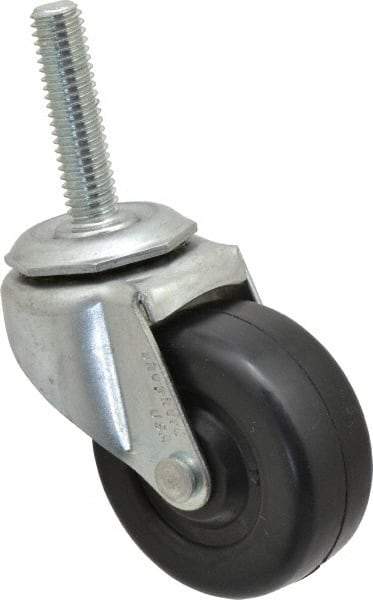 Shepherd - 2" Diam x 13/16" Wide x 2-5/8" OAH Stem Mount Swivel Caster - Soft Rubber, 80 Lb Capacity, Nylon Bearing, 3/8-16 x 1-1/2" Threaded Stem - USA Tool & Supply