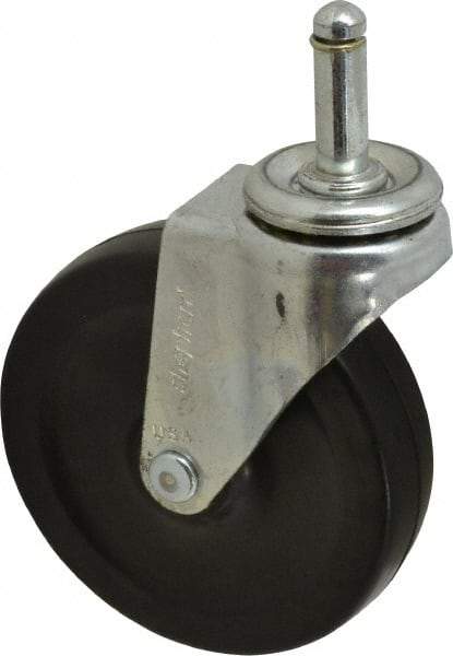Shepherd - 4" Diam x 15/16" Wide x 4-3/4" OAH Stem Mount Swivel Caster - Soft Rubber, 125 Lb Capacity, Nylon Bearing, 7/16 x 1-7/16" Friction Stem - USA Tool & Supply