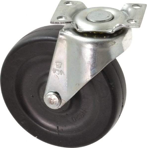 Shepherd - 3" Diam x 13/16" Wide x 3-1/2" OAH Top Plate Mount Swivel Caster - Soft Rubber, 110 Lb Capacity, Nylon Bearing, 1-3/16 x 2" Plate - USA Tool & Supply