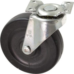 Shepherd - 3" Diam x 13/16" Wide x 3-1/2" OAH Top Plate Mount Swivel Caster - Soft Rubber, 110 Lb Capacity, Nylon Bearing, 1-3/16 x 2" Plate - USA Tool & Supply