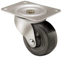 Shepherd - 3" Diam x 1-1/4" Wide x 3-13/16" OAH Top Plate Mount Swivel Caster - Soft Rubber, 150 Lb Capacity, Nylon Bearing, 3-1/8 x 4-1/8" Plate - USA Tool & Supply