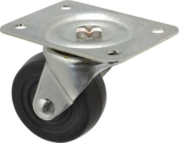 Shepherd - 2-1/2" Diam x 1-1/8" Wide x 3-1/4" OAH Top Plate Mount Swivel Caster - Hard Rubber, 175 Lb Capacity, Nylon Bearing, 2-3/4 x 3-7/8" Plate - USA Tool & Supply