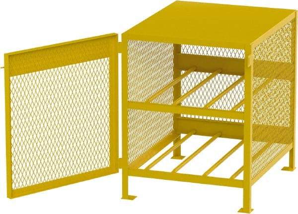 Jamco - 2 Shelf Gas Cylinder Storage Cabinet - Steel, 33" Wide x 38" Deep x 37" High, Safety Yellow - USA Tool & Supply
