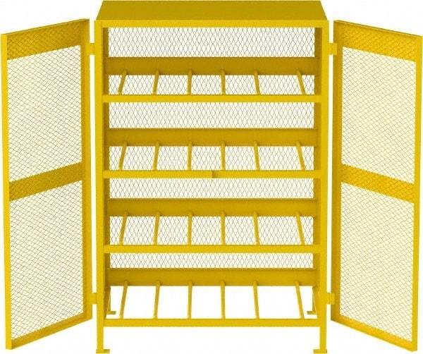 Jamco - 4 Shelf Gas Cylinder Storage Cabinet - Steel, 49" Wide x 38" Deep x 70" High, Safety Yellow - USA Tool & Supply