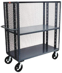 Jamco - 2,000 Lb Capacity, 2 Shelf, 3-Sided Steel Mesh Stock Truck - 60" Long x 24" Wide x 57" High, 6" Diam Phenolic Wheels - USA Tool & Supply