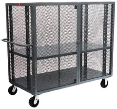 Jamco - 3,000 Lb Capacity, 2 Shelf, Steel Mesh Security Truck - 60" Long x 24" Wide x 57" High, 6" Diam Wheels - USA Tool & Supply