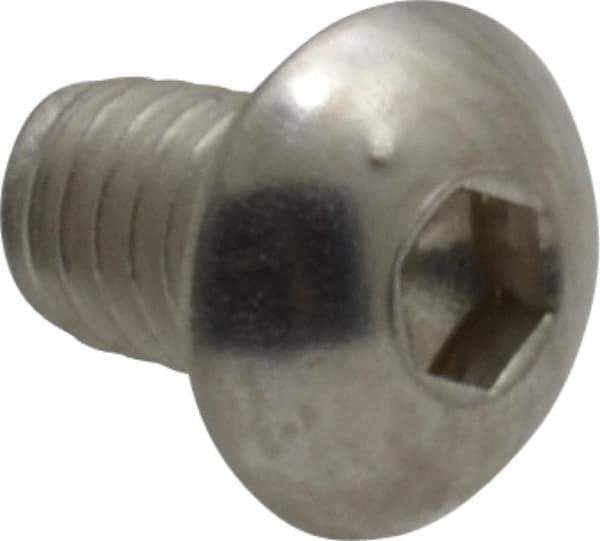 Value Collection - M4x0.70 Metric Coarse Hex Socket Drive, Button Screw - Grade 18-8 & Austenitic A2 Stainless Steel, Uncoated, Fully Threaded, 6mm Length Under Head - USA Tool & Supply