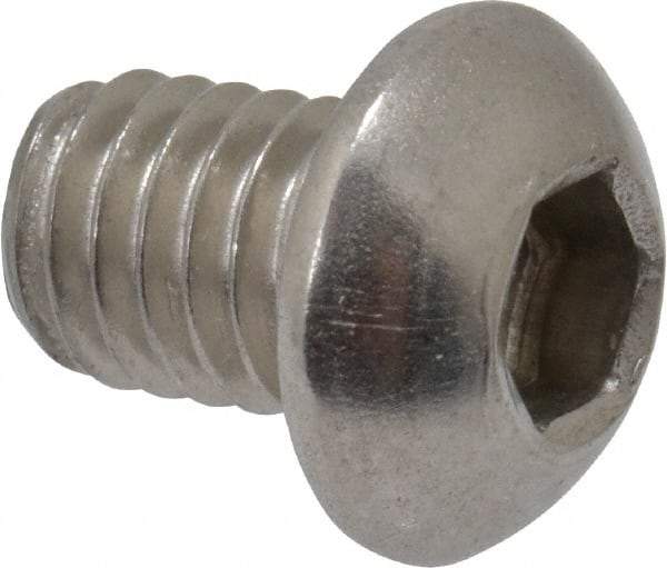 Value Collection - M6x1.00 Metric Coarse Hex Socket Drive, Button Screw - Grade 18-8 & Austenitic A2 Stainless Steel, Uncoated, Fully Threaded, 8mm Length Under Head - USA Tool & Supply