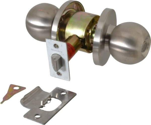 Master Lock - Up to 1-3/4" Door Thickness, Brushed Chrome Privacy Knob Lockset - 2-3/4" Back Set, Keyless Cylinder - USA Tool & Supply