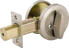 Master Lock - Up to 2" Door Thickness, Brushed Chrome Finish, One Sided Deadbolt - Keyless Cylinder - USA Tool & Supply