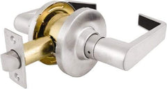 Master Lock - Grade 2 Passage Lever Lockset - 2-3/4" Back Set, Keyless Cylinder, Brushed Chrome Finish - USA Tool & Supply