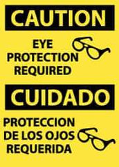 NMC - "Caution - Eye Protection Required", 14" Long x 10" Wide, Pressure-Sensitive Vinyl Safety Sign - Rectangle, 0.004" Thick, Use for Accident Prevention - USA Tool & Supply
