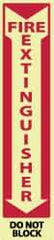 NMC - Fire Extinguisher - Do Not Block, Pressure Sensitive Vinyl Fire Sign - 4" Wide x 18" High, Glow-in-the-Dark - USA Tool & Supply