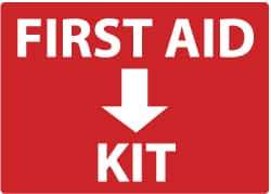 NMC - "First Aid Kit", 10" Long x 14" Wide, Pressure-Sensitive Vinyl Safety Sign - Rectangle, 0.004" Thick, Use for First Aid - USA Tool & Supply