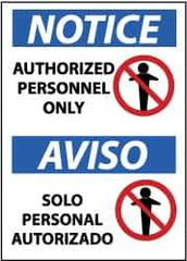 NMC - "Notice - Authorized Personnel Only", 14" Long x 10" Wide, Aluminum Safety Sign - Rectangle, 0.04" Thick, Use for Security & Admittance - USA Tool & Supply