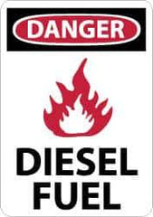 NMC - "Danger - Diesel Fuel", 14" Long x 10" Wide, Rigid Plastic Safety Sign - Rectangle, 0.05" Thick, Use for Hazardous Materials - USA Tool & Supply