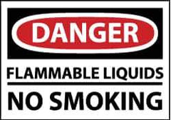 NMC - "Danger - Flammable Liquids - No Smoking", 10" Long x 14" Wide, Pressure-Sensitive Vinyl Safety Sign - Rectangle, 0.004" Thick, Use for Accident Prevention - USA Tool & Supply