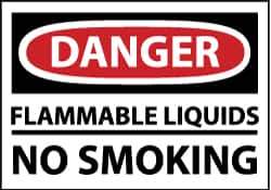 NMC - "Danger - Flammable Liquids - No Smoking", 10" Long x 14" Wide, Rigid Plastic Safety Sign - Rectangle, 0.05" Thick, Use for Accident Prevention - USA Tool & Supply