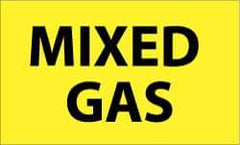 NMC - Hazardous Materials Label - Legend: Mixed Gas, English, Black & Yellow, 5" Long x 3" High, Sign Muscle Finish - USA Tool & Supply